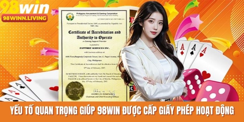 Yếu tố quan trọng giúp 98WIN được cấp giấy phép hoạt động